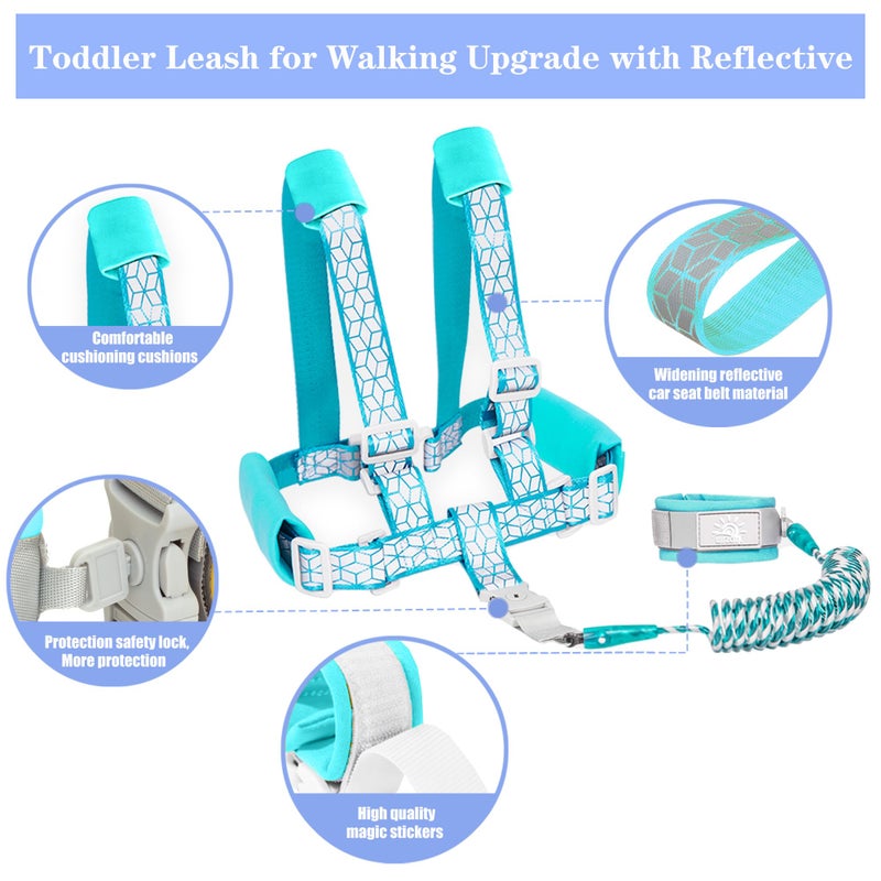 WSZCML Toddler Leash For Walking  Toddler Safety Harnesses Leashes  Safety Harness With Lock For Kids  Anti Lost Wrist Link For Toddlers  Upgrade With Reflective Tape Liner(6.5Ft)For Kids - Image 3