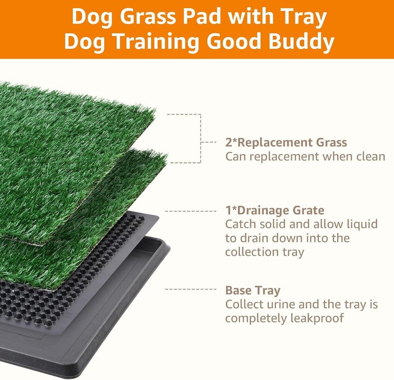 KASTWAVE Dog Grass Pad with Tray, Reusable 3-Layer Dog Housebreaking Training Toilet - Pet Litter Box - Indoor Potty for Apartment and Patio Training - with 2 Packs Grass Pee Pads for Replacement, 16×20 Inch - Image 5