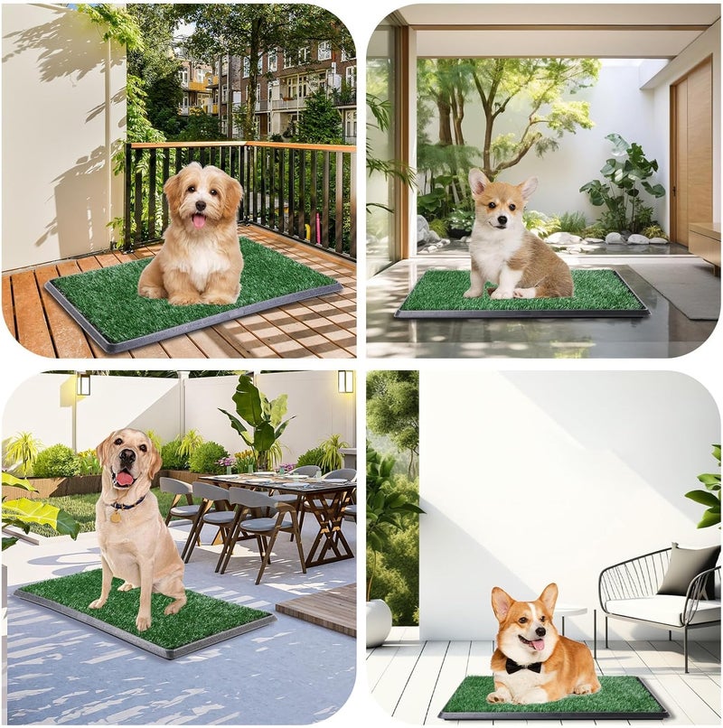 KASTWAVE Dog Grass Pad with Tray, Reusable 3-Layer Dog Housebreaking Training Toilet - Pet Litter Box - Indoor Potty for Apartment and Patio Training - with 2 Packs Grass Pee Pads for Replacement, 16×20 Inch - Image 2