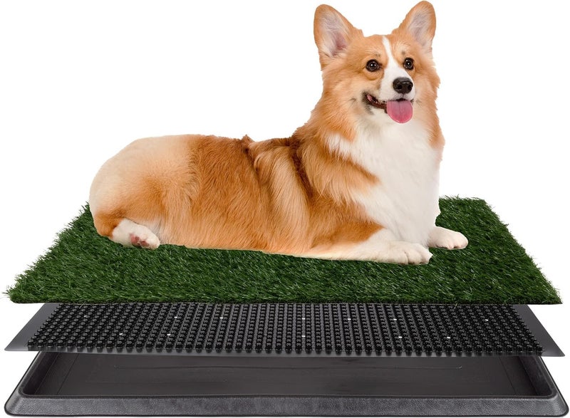 KASTWAVE Dog Grass Pad with Tray, Reusable 3-Layer Dog Housebreaking Training Toilet - Pet Litter Box - Indoor Potty for Apartment and Patio Training - with 2 Packs Grass Pee Pads for Replacement, 16×20 Inch - Image 1
