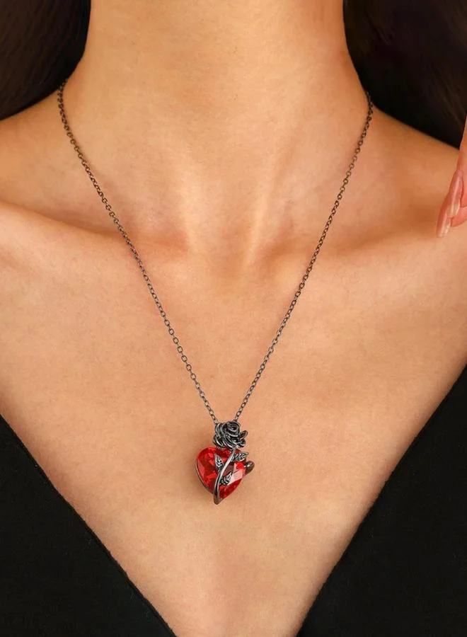 تايك تو قلادة متدلية بشكل قلب وزهرة
