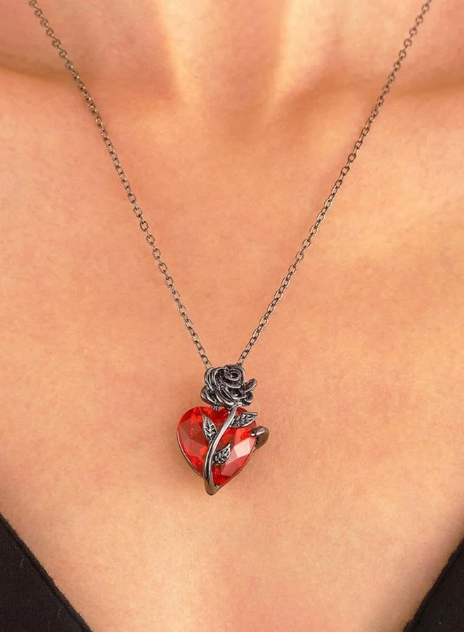 تايك تو قلادة متدلية بشكل قلب وزهرة