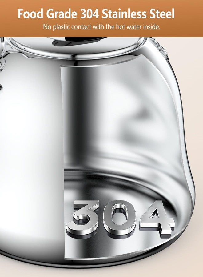 Weftnom 2L Whistling Stovetop Tea Kettle, 304 Food Grade Stainless Steel - Boil Alert Whistle (Not Auto Shutoff), Folding Cool-Touch Handle, Gas/Electric/Ceramic Compatible | Max Safe Fill: 1.6L (6 Cups) - Image 3