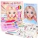 BSCOOL Makeup Artist 3 in 1 Fun Makeup Sticker Coloring Kit Includes Color Pencils Makeup Palette and 200 Stickers for Girls Ages 5678 Make Up Style Coloring Book Gift for Girls - Image 3