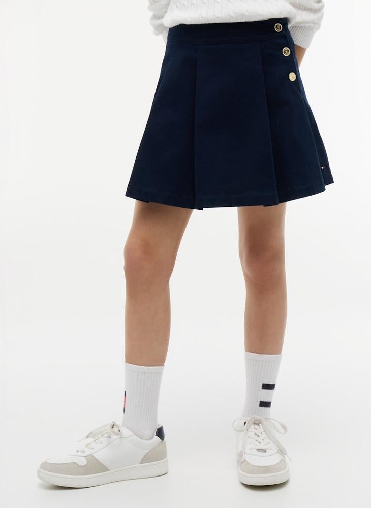 TOMMY HILFIGER Gold-Tone Button Pleated Skirt - Image 1