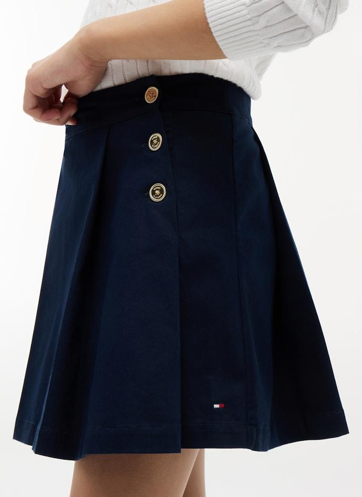 TOMMY HILFIGER Gold-Tone Button Pleated Skirt - Image 3