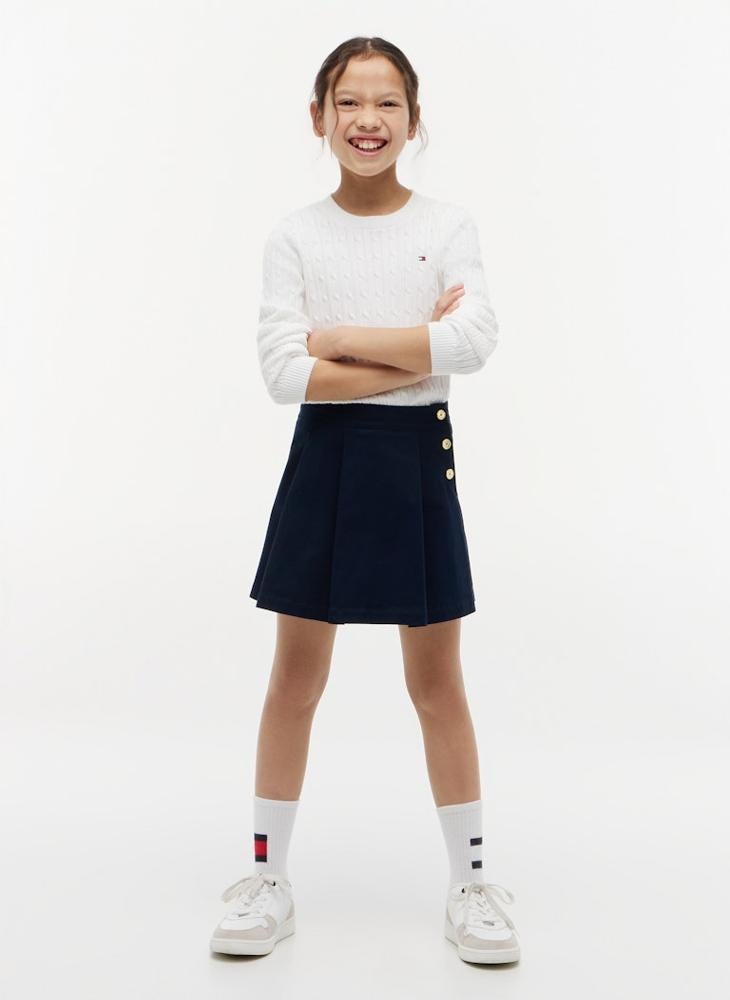 TOMMY HILFIGER Gold-Tone Button Pleated Skirt - Image 4