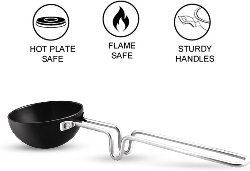 MILTON Pro Cook Hard Anodized Tadka Pan, 12 cm, Dark Grey | Vaghar Pan | Chounk Pan | Baghar Pan | Flame Safe | Gas Stove Safe | Stainless Steel Wired Handle | Scratch resistant - Image 3