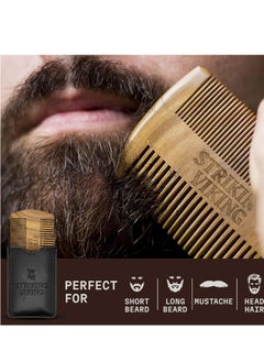 Striking Viking Striking Viking Sandalwood Beard and Mustache Comb Set - Pocket-Sized Wooden Comb with Fine and Coarse Teeth, Case Included - Perfect for Balms and Oils  - Image 2
