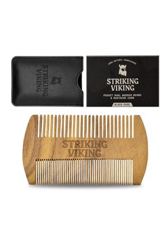 Striking Viking Striking Viking Sandalwood Beard and Mustache Comb Set - Pocket-Sized Wooden Comb with Fine and Coarse Teeth, Case Included - Perfect for Balms and Oils  - Image 3