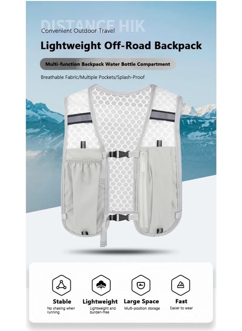 سترة ترطيب قابلة للتنفس للجري، حقائب ظهر خفيفة الوزن عاكسة للجري مع زجاجة مياه ناعمة سعة 500 مل، سترة ترطيب قابلة للتعديل لسباق الماراثون والجري وركوب الدراجات والمشي لمسافات طويلة والتسلق - Image 2