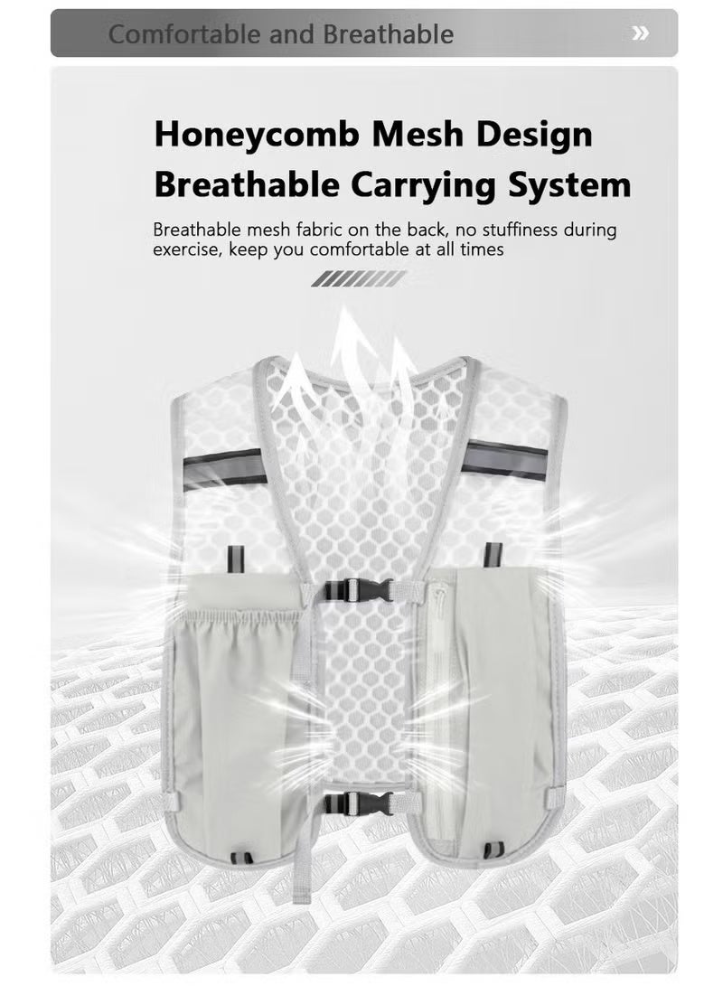 سترة ترطيب قابلة للتنفس للجري، حقائب ظهر خفيفة الوزن عاكسة للجري مع زجاجة مياه ناعمة سعة 500 مل، سترة ترطيب قابلة للتعديل لسباق الماراثون والجري وركوب الدراجات والمشي لمسافات طويلة والتسلق - Image 5