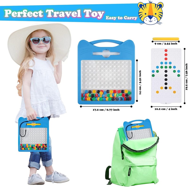 Svance Magnetic Drawing Board for Kids, Toddler Magnet Doodle Board with Beads and 2 Pens, Magnetic Dot Art Toys, Airplane Car Travel Activities (Blue Cat) - Image 3