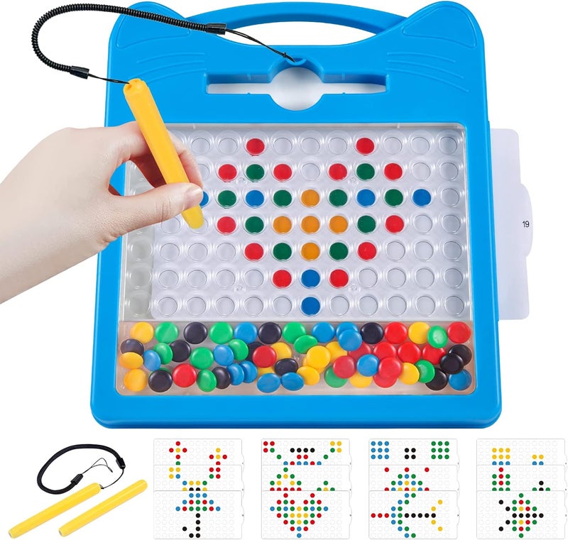 Svance Magnetic Drawing Board for Kids, Toddler Magnet Doodle Board with Beads and 2 Pens, Magnetic Dot Art Toys, Airplane Car Travel Activities (Blue Cat) - Image 1