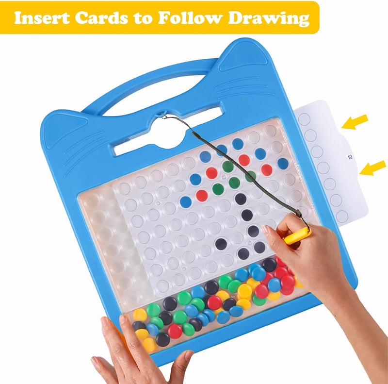 Svance Magnetic Drawing Board for Kids, Toddler Magnet Doodle Board with Beads and 2 Pens, Magnetic Dot Art Toys, Airplane Car Travel Activities (Blue Cat) - Image 4