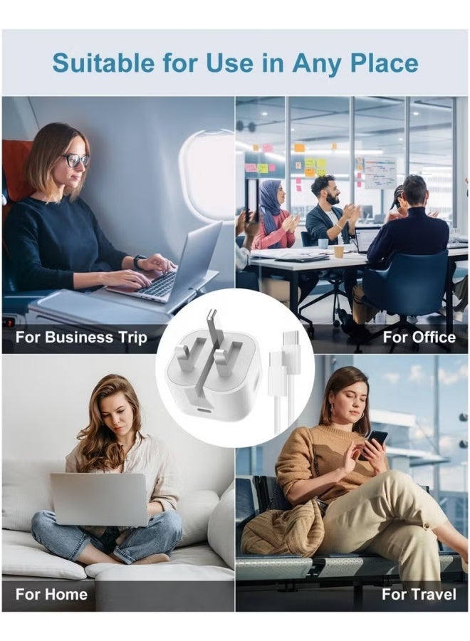 شاحن iPhone 15 Pro Max بمنفذ USB C بقوة 35 وات مع سلك شحن سريع iPhone بطول 1 متر من النوع C إلى C لـ 15 Pro max/15 Pro/15 plus/15 وSamsung S24 وجميع الهواتف المحمولة / الأجهزة اللوحية المزودة بمنفذ USB C - Image 5