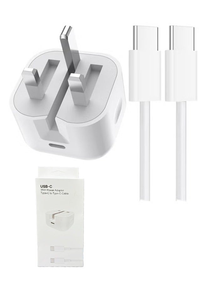 شاحن iPhone 15 Pro Max بمنفذ USB C بقوة 35 وات مع سلك شحن سريع iPhone بطول 1 متر من النوع C إلى C لـ 15 Pro max/15 Pro/15 plus/15 وSamsung S24 وجميع الهواتف المحمولة / الأجهزة اللوحية المزودة بمنفذ USB C - Image 1