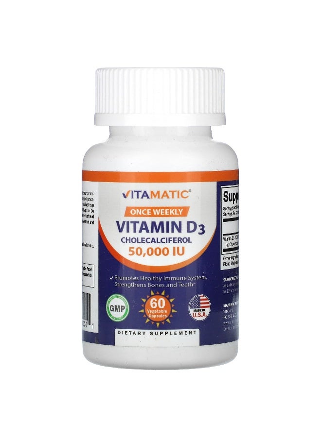 Vitamatic Vitamatic, Vitamin D3, 50,000 IU, 60 Vegetable Capsules