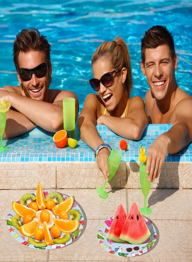 Eunika Summer Beach Party Paper Plates, 80 PCS (40 PCS 9 Inch & 40 PCS 7 Inch) Disposable Hawaiian Tropical Tableware for Pool, Luau, Birthday Decorations, Baby Shower Supplies Favor, Serves 40 Guests - Image 4