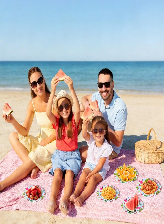 Eunika Summer Beach Party Paper Plates, 80 PCS (40 PCS 9 Inch & 40 PCS 7 Inch) Disposable Hawaiian Tropical Tableware for Pool, Luau, Birthday Decorations, Baby Shower Supplies Favor, Serves 40 Guests - Image 5