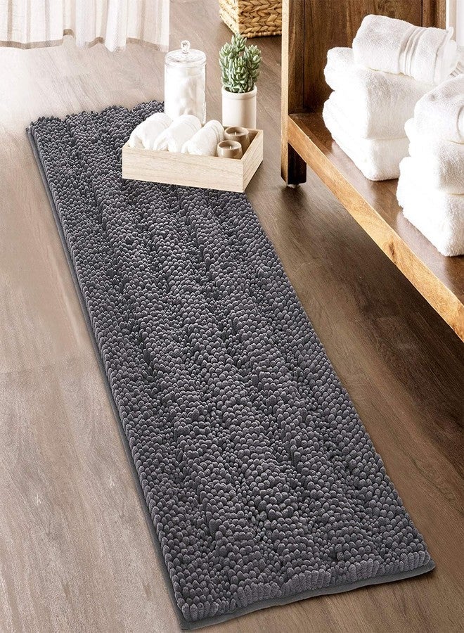 KGORGE سجاد حمام KGORGE رمادي - سجادات حمام كبيرة ناعمة 60" × 24" تغطية أرضية على طراز المزرعة حصيرة استحمام ماصة للماء سجادة دش لمدخل المرحاض للمطبخ للأطفال والرضع، 1 قطعة - Image 1