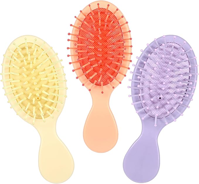 COMNICO Mini Wet Hair Brush 3Pcs Small Size Travel Detangling Brush 3 Colors Wet Dry TangleFree Hair Brush Without Tears or Breakage for Men Women Straight Curly Thick Hair
