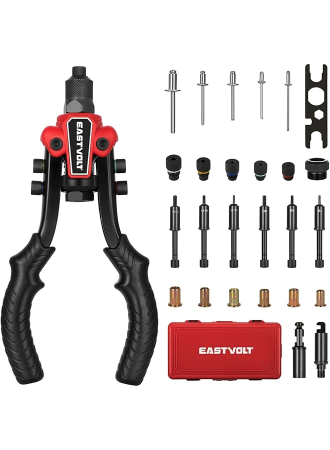Eastvolt Rivet Nut Tool, 3 In 1 Hand Rivet, Rivet Gun Rivet Nut Tool Reamer 3 In 1 Set, Including 60Pcs Rivet Nuts, 6 Metric & Sae Mandrels And 2 Reaming Mandrels With Carrying Case (Bt-501) - Image 1