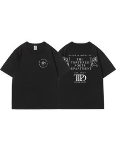 Taylor Swift Tshirt Tour Merchandise Eras Tour Short Sleeve round Neck Loose Fit Youthful Wool Blend Casual Abstract Pattern Tshirt TTPD 1 black