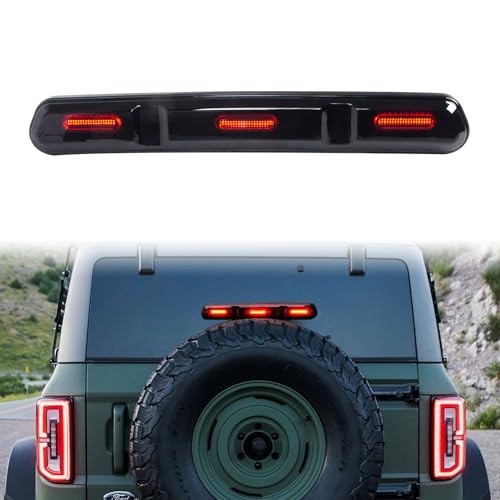 KAKABAS LED Third Brake Light Replacement Compatible with Ford Bronco 2021 2022 2023, High Mount Stop Light, Smoke Lens, Red 3rd Brake Light Cargo Light (Not Fit for Ford Bronco Raptor) - Image 1