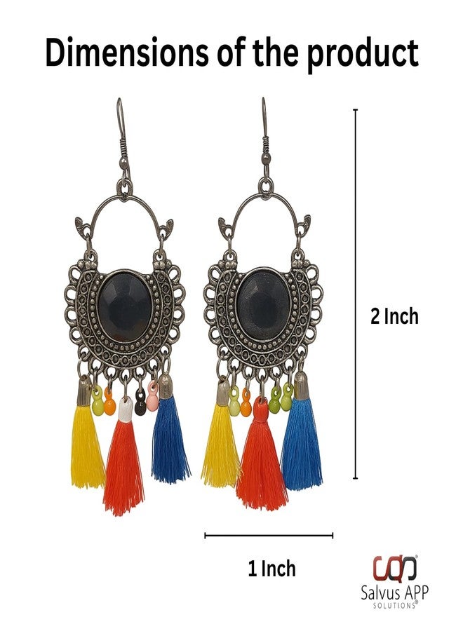 Salvus APP SOLUTIONS Stylish Earrings for Girls - Elevate Your Fashion with Elegance (Multicolor_1x2 Inch) - Image 2