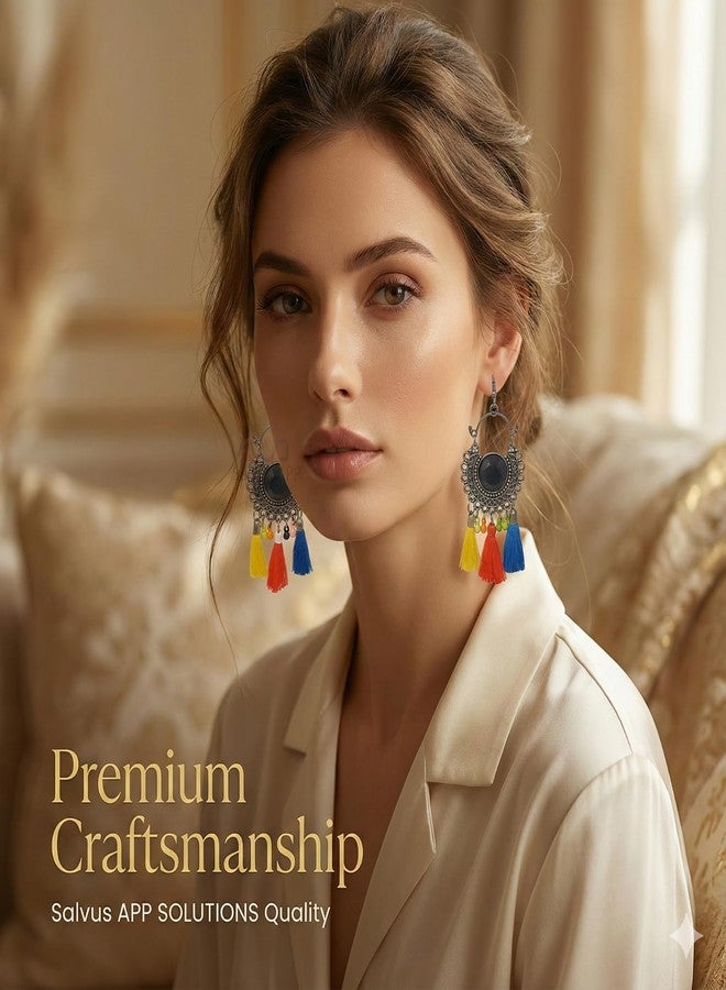 Salvus APP SOLUTIONS Stylish Earrings for Girls - Elevate Your Fashion with Elegance (Multicolor_1x2 Inch) - Image 3