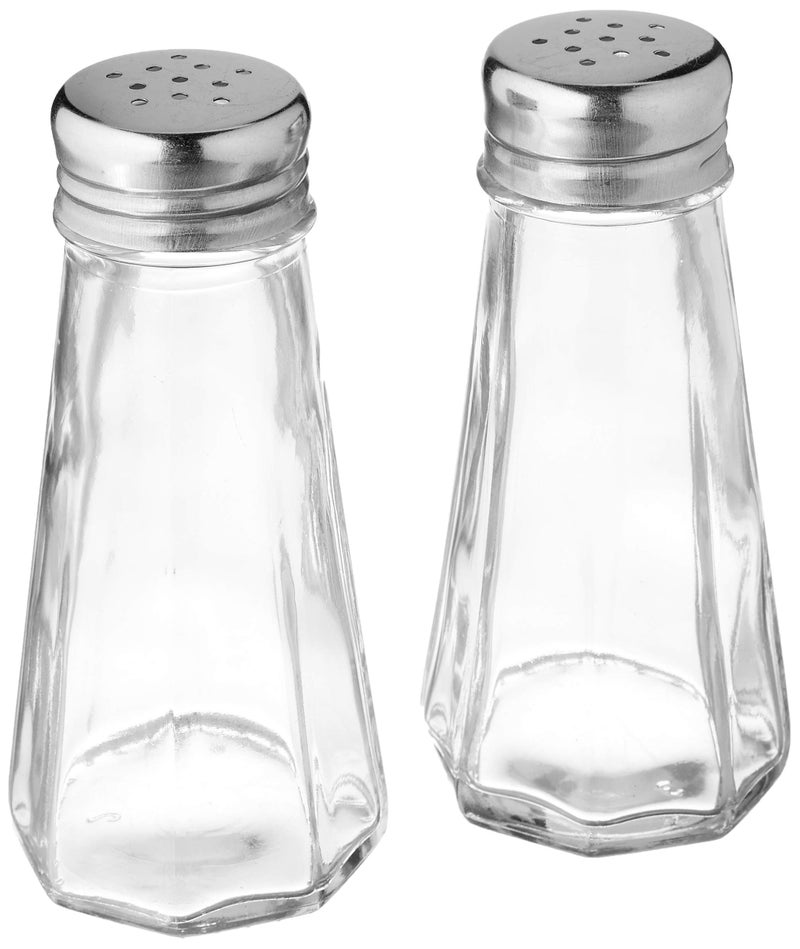 Circleware Taste Up Glass Salt and Pepper Shakers with Metal Lids, Set of 2, 3 ounce, Clear, Limited Edition Glassware