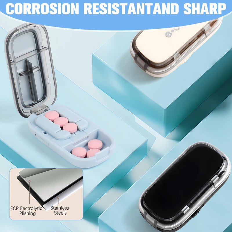 rexibuz Pill Cutter Splitter for Small and Tiny Pills, Larger Pills, Adjustable 1/2 1/4 Splitter with Improved Sharp Blade, Accurate Centering Alignment Device (Blue) - Image 4
