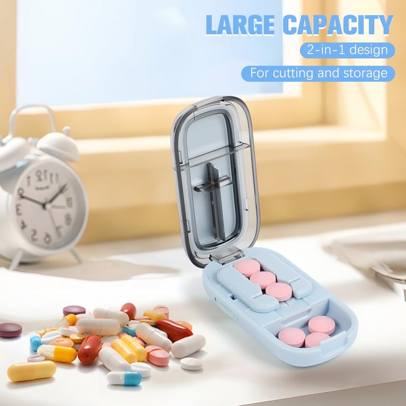 rexibuz Pill Cutter Splitter for Small and Tiny Pills, Larger Pills, Adjustable 1/2 1/4 Splitter with Improved Sharp Blade, Accurate Centering Alignment Device (Blue) - Image 2
