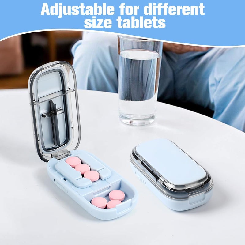 rexibuz Pill Cutter Splitter for Small and Tiny Pills, Larger Pills, Adjustable 1/2 1/4 Splitter with Improved Sharp Blade, Accurate Centering Alignment Device (Blue) - Image 3