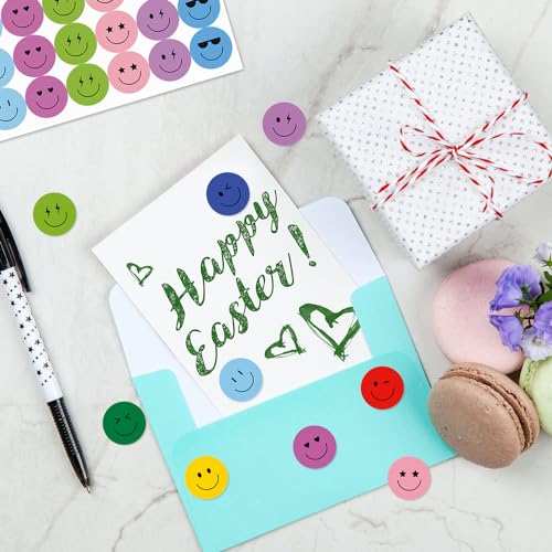 ANSTROUT 6000 Pieces Happy Smile Face Stickers for School Reward Behavior Chart,3/8 Inch in Diameter Round Colorful Reward Labels 10 Styles Happy Face Stickers for Teachers (50 Sheets) - Image 4