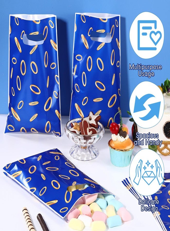 Clysee 50 Pcs Video Game Party Favors Bags Blue with Gold Ring Print Themed Goodie Bag Video Game Candy Treat Plastic Bags for Gamer's Party Decorations Birthday Parties Favor Gifts Snack Supplies - Image 4