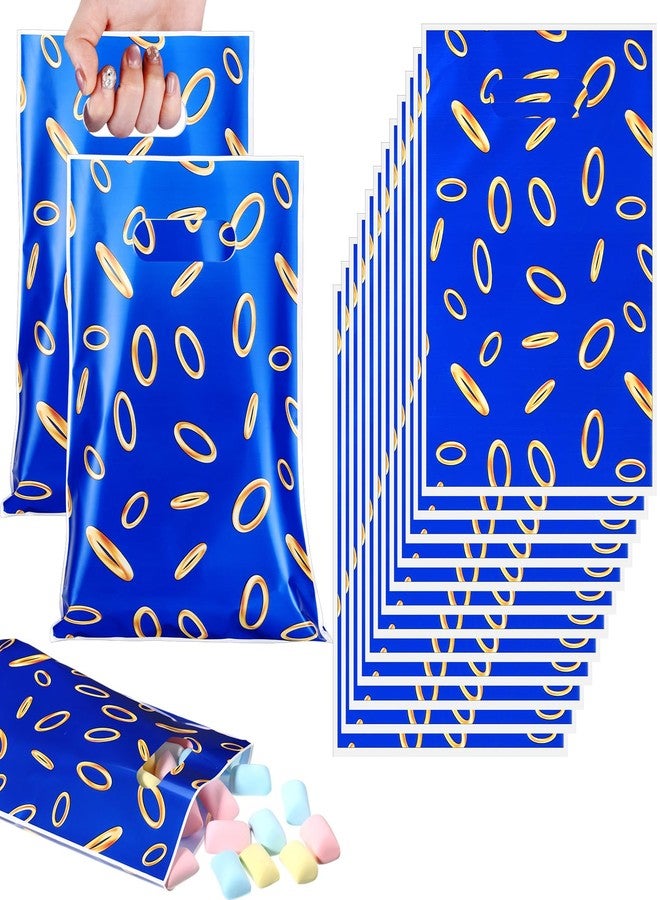 Clysee 50 Pcs Video Game Party Favors Bags Blue with Gold Ring Print Themed Goodie Bag Video Game Candy Treat Plastic Bags for Gamer's Party Decorations Birthday Parties Favor Gifts Snack Supplies - Image 1