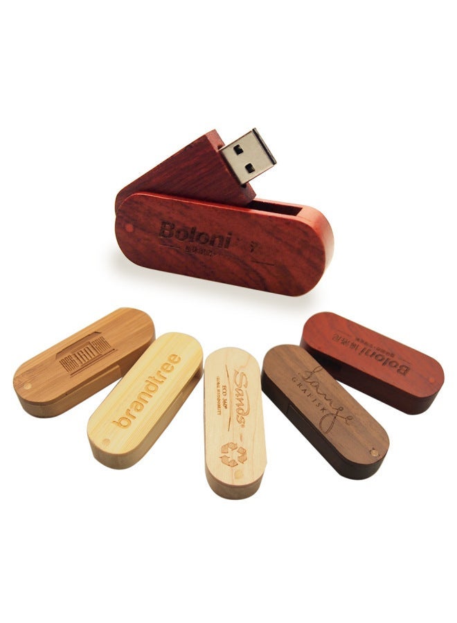Wooden Usb Flash Drive Redwood Maple Wood Business Gifts Custom Engraved Logo Creative 64gb Memory Stick-Color:Carbonized Bamboo-Capacity:Wooden Box  - Image 4