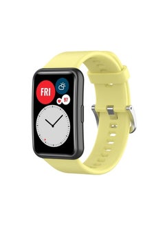 Generic For Huawei Watch Fit Special Edition Silicone Silver Steel Buckle Watch Band Yellow 