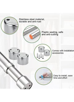 MahMir Stainless Steel Extendable Rod ,Clothes Rail Pole with End Sockets & Screws and Rust Resistant for Wardrobe, Shower, Balcony, Windows (  47 - 80cm )  - Image 5