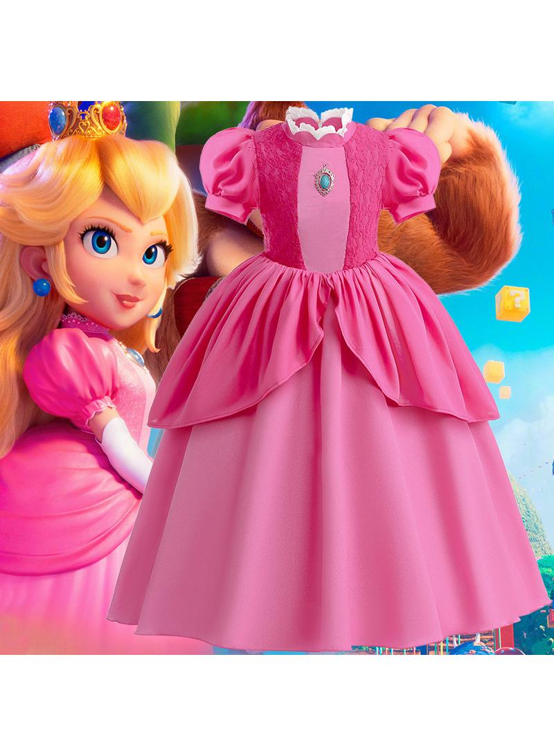 general 1 Set Of Princess Peach Toadstool Party Costume Dress For Girls With Skirt Brace Best Gift For Children'S Day - Image 3
