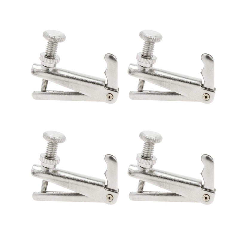 Geesatis Violin Fine Tuner for 3/4 4/4 Violin 4 Pcs Violin Metal String Adjuster, Silver - Image 1