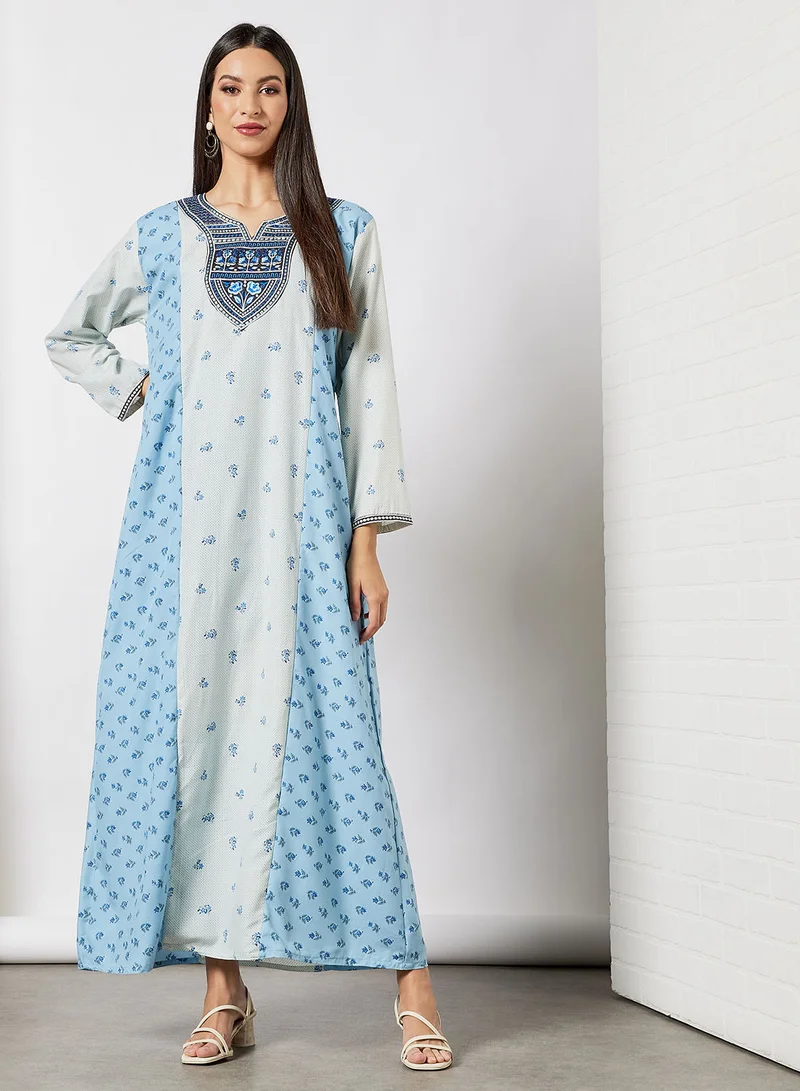 HANA & SARA Printed Jalabiya In Cotton