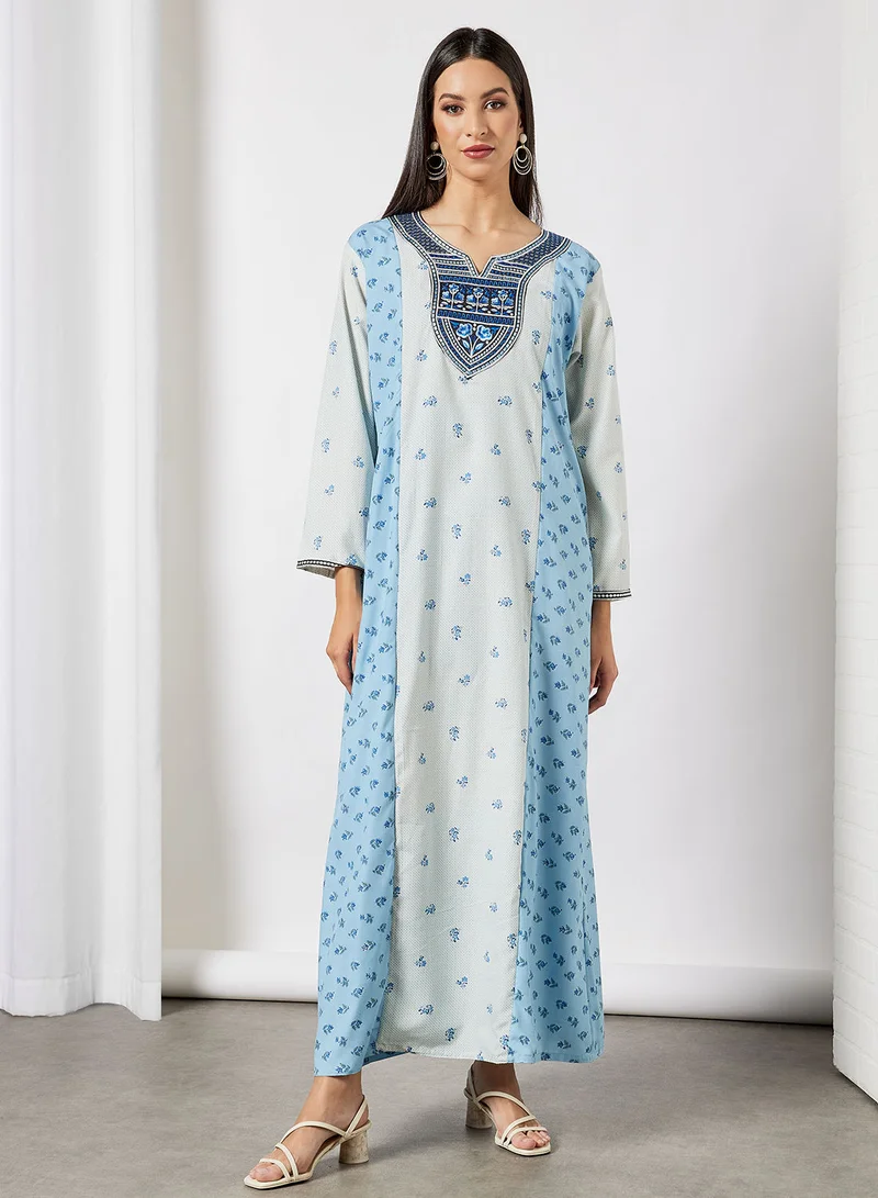 HANA & SARA Printed Jalabiya In Cotton
