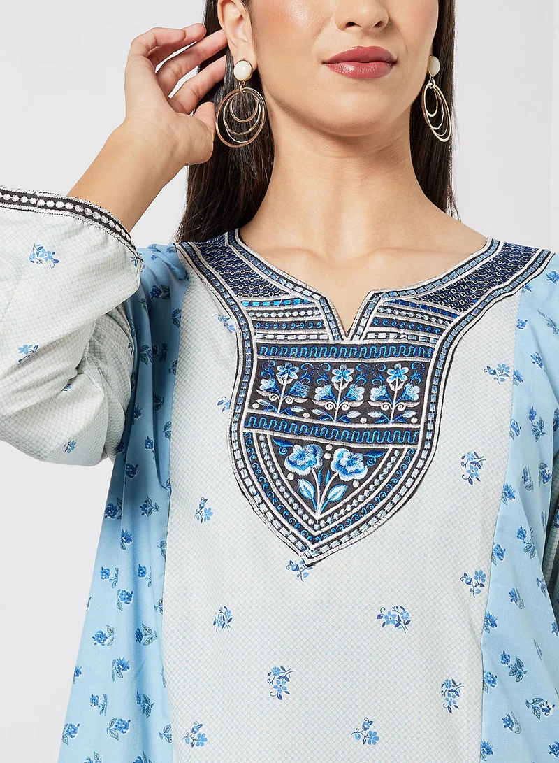 HANA & SARA Printed Jalabiya In Cotton