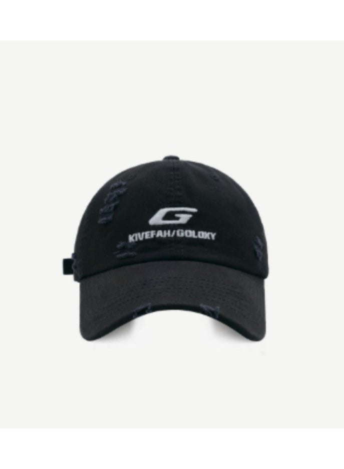 Black Distressed Baseball Cap with "KIVEFAH/GLORY" Logo  55-59cm