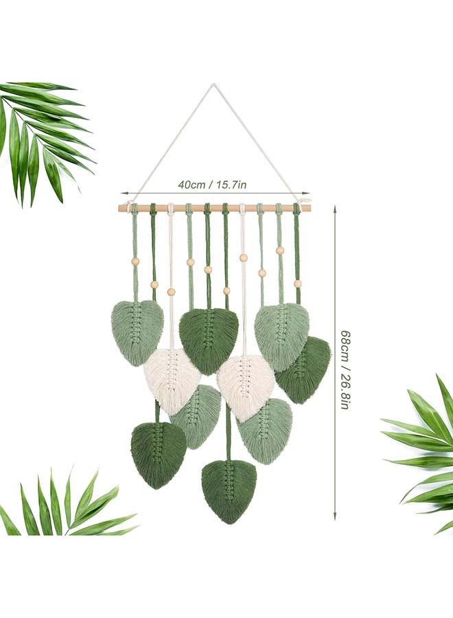 انتيكيانو ريشة مكرمية للتعليق على الحائط بتصميم اوراق شجر بوهو مصنوع يدويا 90 x 40 - Image 3