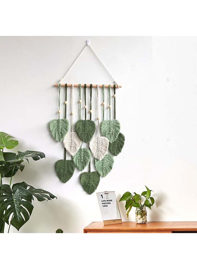 انتيكيانو ريشة مكرمية للتعليق على الحائط بتصميم اوراق شجر بوهو مصنوع يدويا 90 x 40 - Image 2