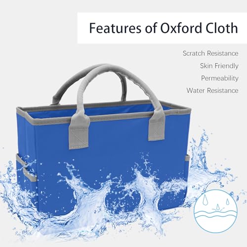 Cupohus Art Organizer Craft Storage Tote Bag with Pockets and Hadles, Oxford Fabric Carrying Caddy for Teacher, Officer, Artist, Students, Traveler, and more – Blue with Grey Edge - Image 3